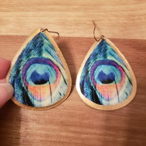 Peacock feather earrings